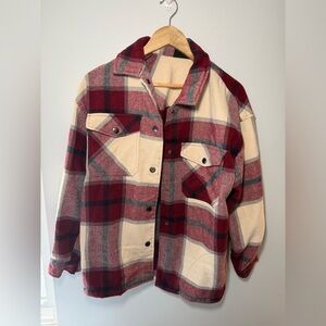 Plaid Red and Cream Women's Blazer